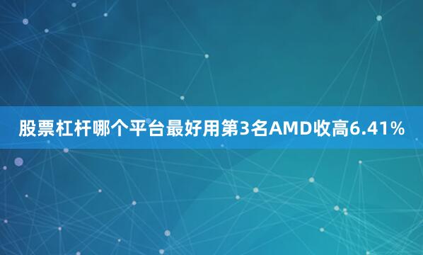 股票杠杆哪个平台最好用　　第3名AMD收高6.41%